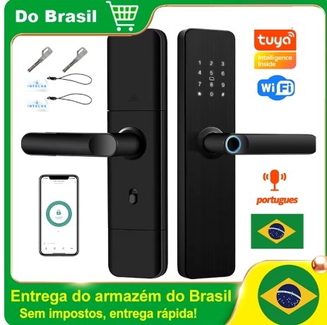 Intelar X5 Fechadura eletrônica digital Tuya Fechadura de porta inteligente Fechadura de porta de madeira para casa inteligente Fechadura biométrica de impressão digital para desbloqueio